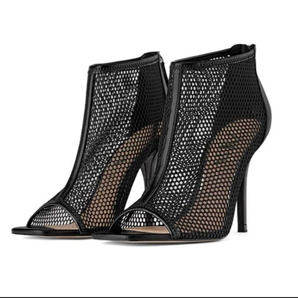 Zara Black Mesh High Heel Sandals - Picture 2 of 11
